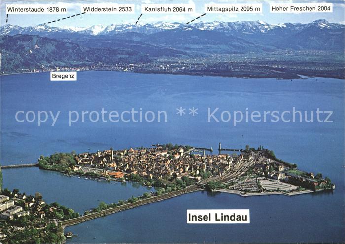 Lindau Bodensee Fliegeraufnahme Insel Bregenz