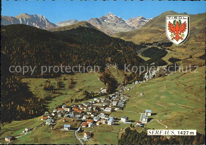 Serfaus Tirol Fliegeraufnahme Seilbahn zum Koelner Haus