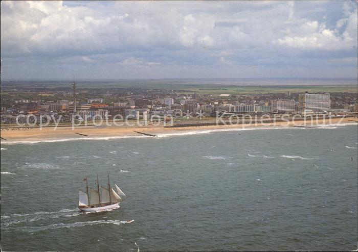 Westerland Sylt Fliegeraufnahme Strand Segelschiff