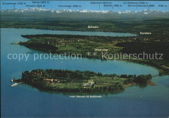Insel Mainau Fliegeraufnahme mit Staad Konstanz