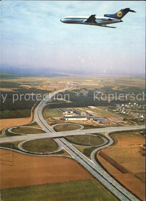 Lufthansa Flughafen Koeln-Bonn Autobahnkreuz Fliegeraufnahme