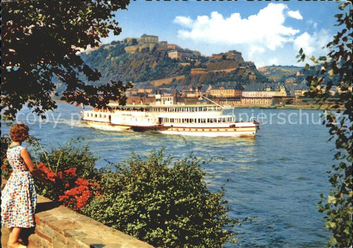 Dampfer Seitenrad Koblenz Feste Ehrenbreitstein