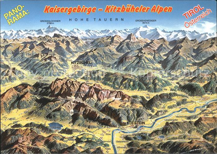 Kaisergebirge Kitzbueheler Alpen Hohe Tauern Panoramakarte Prof. Berann