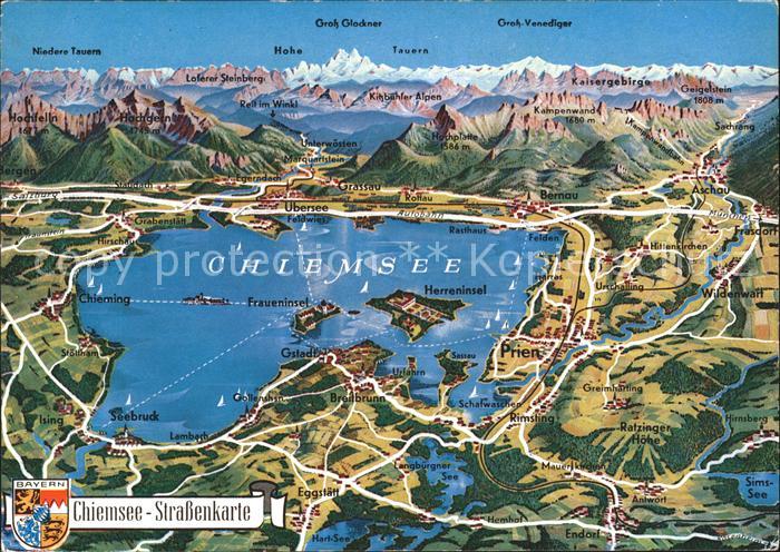 Chiemsee Bayerische Alpen Strassenkarte