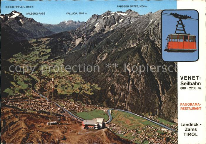 Landeck Tirol Zams Venet-Seilbahn Panorama-Restaurant Fliegeraufnahme