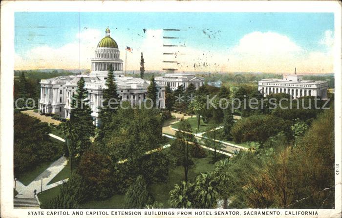 Sacramento California State Capitol and Capito Extension Buildings from Hotel Se