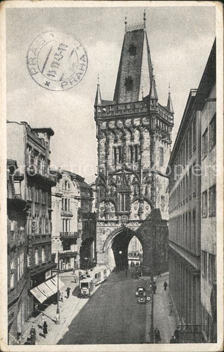 Prag Prahy Prague Pulverturm Strassenbahn