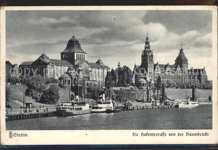 Stettin Szczecin Pommern Hafenterrasse von Baumbruecke