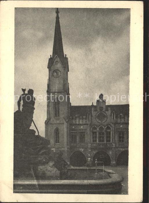 Trautenau Tschechien Ruebezahls Heimat Ruebezahlbrunnen mit Rathaus