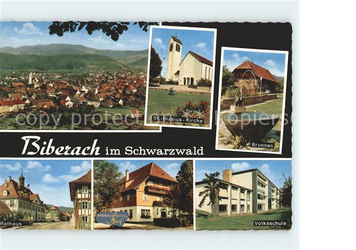 Biberach Baden Kirchen Brunnen Rathaus Volksschule