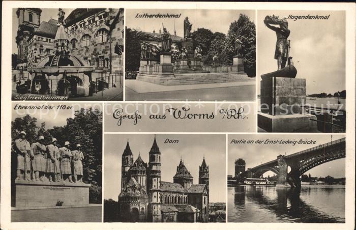 Worms Rhein Hagendenkmal Siegfriedbrunnen Ehrenmal der 118er