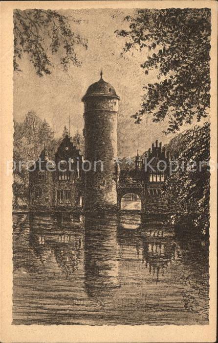 Mespelbrunn Schloss Mespelbrunn Zeichnung