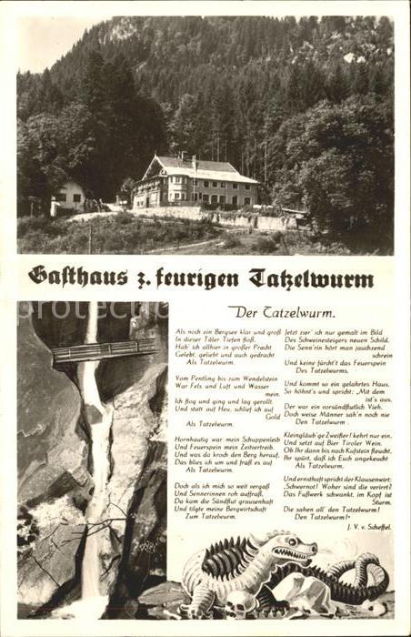 Oberaudorf Gasthaus Zum feurigen Tatzelwurm Gedicht J. V. v. Scheffel