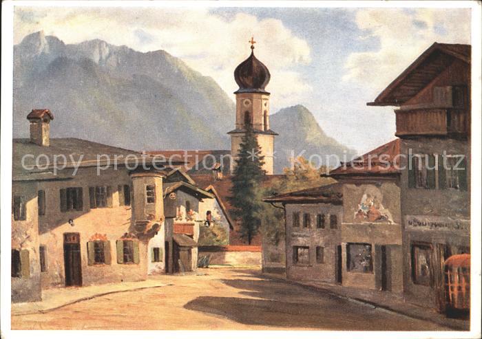 OBERAMMERGAU Bayern Dorfstrasse Deutsche Heimatkunst-Karte Nr. 881 Max Sammet