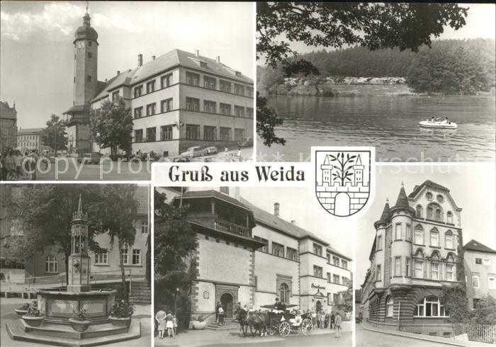 Weida Thueringen Markt Rathaus Auma-Talsperre Rathaus-Cafe Museum Brunnen