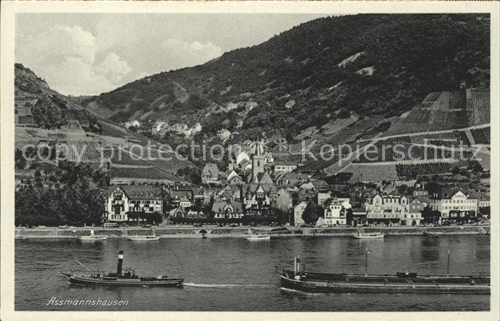 Assmannshausen Gesamtansicht Schlepper Kahn