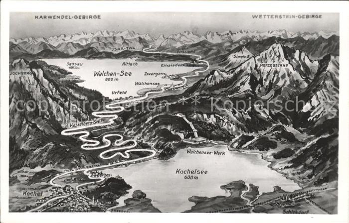 Walchensee aus der Vogelperspektive Alpenpanorama
