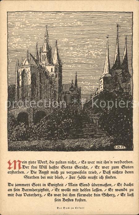 ERFURT  CITY Dom Kuenstlerkarte Gedicht M. Feesche