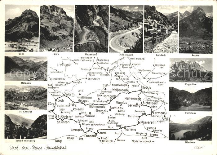 Landeck Tirol Drei Paesse Rundfahrt Landkarte Gebirgspass