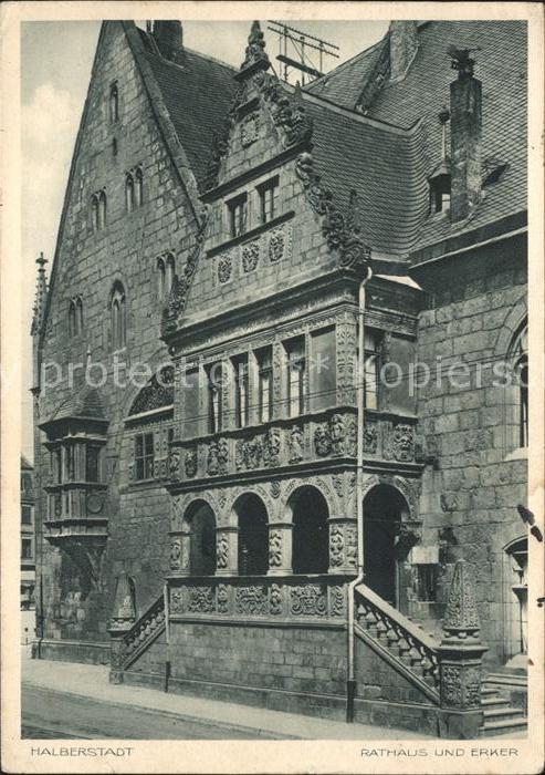 Halberstadt Rathaus und Erker Kupfertiefdruck
