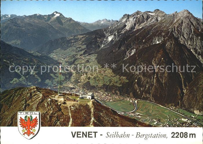 Landeck Tirol Venet Seilbahn Bergstation Inntal Alpenpanorama Wappen