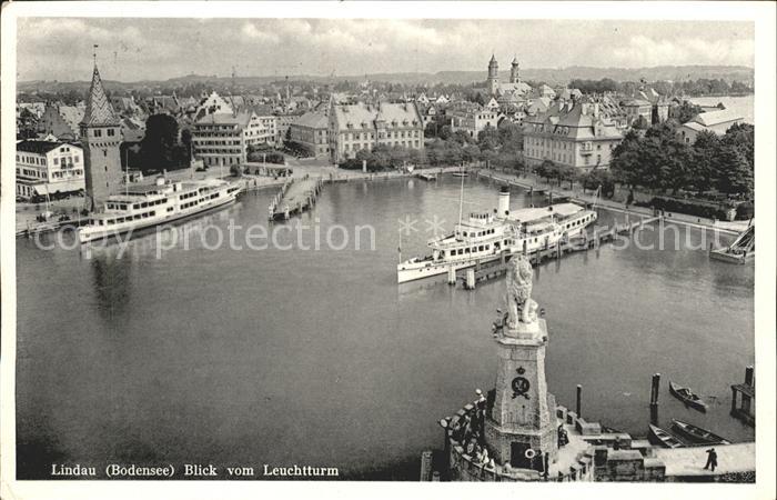 Lindau Bodensee Blick vom Leuchtturm Dampfer