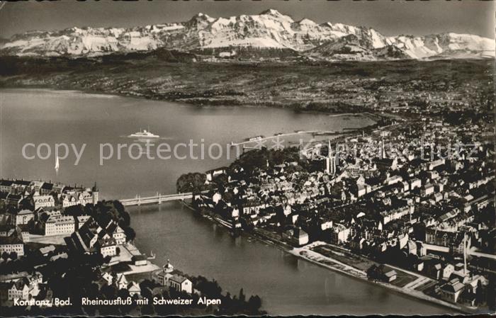 Konstanz Bodensee Rheinausfluss Schweizer Alpen