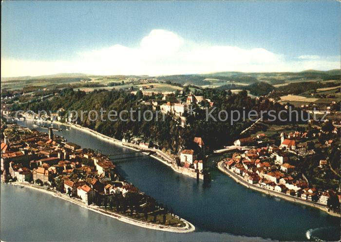 PAssAU Bayern Fliegeraufnahme Donau Inn Ilz