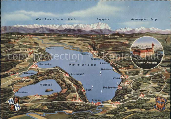 Ammersee Kloster Andechs Stegen Zugspitze Wetterstein Geb.