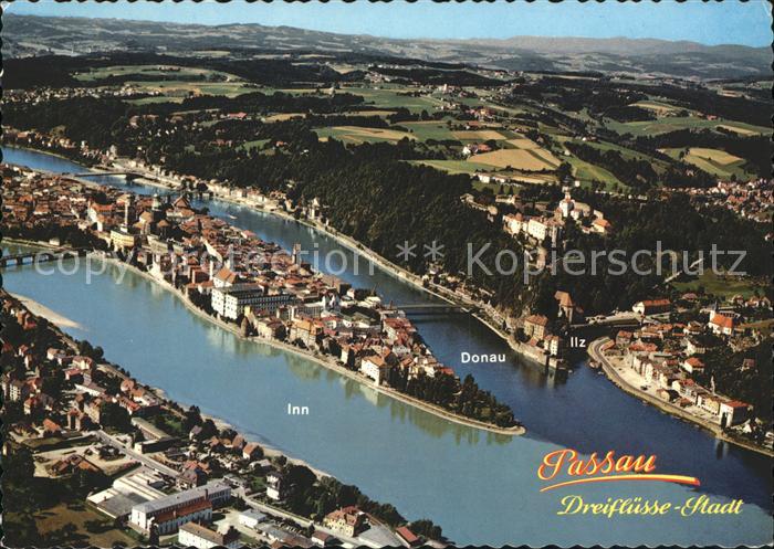 PAssAU Bayern Fliegeraufnahme Inn Donau Ilz
