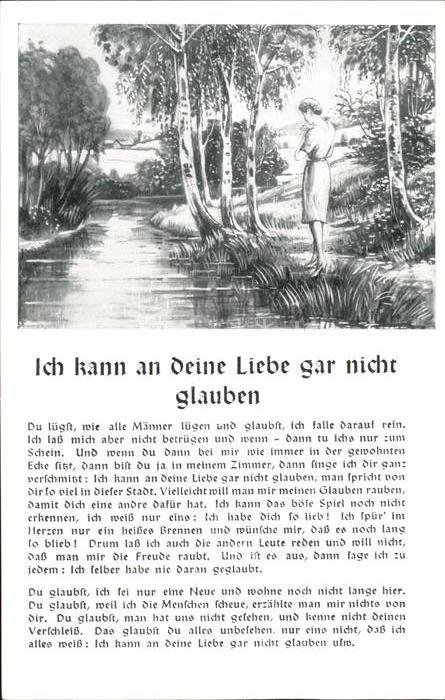 Liederkarte Ich kann an deine Liebe gar nicht glaub