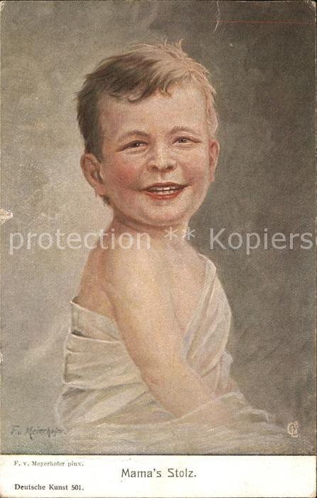 Kuenstlerkarte F. v. Meyerhofer Mama's Stolz Deutsche Kunst 501