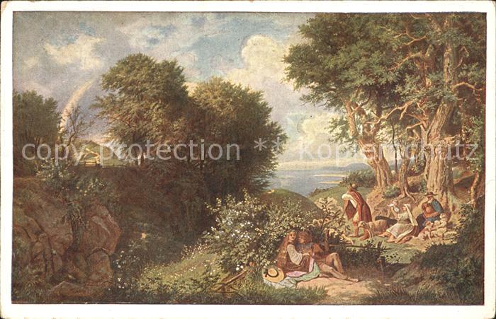 Kuenstlerkarte Adrian Ludwig Richter Junilandschaft mit dem Regenbogen Nr. 602 G