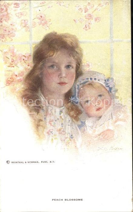 Baby Nursery Bebe Kind Kuenstlerkarte Peach Blossoms Verlag Reintal and Newman