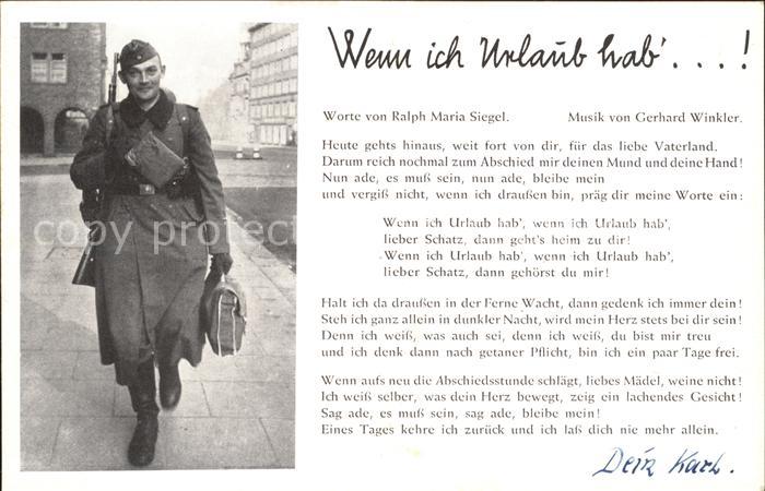 Liederkarte Wenn ich Urlaub hab Soldat