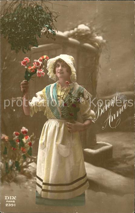 Foto DIX Paris Nr. 2391 Frau Blumen Neujahr
