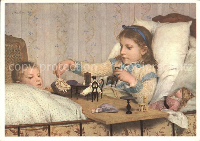 Anker Albert Die kleine Genesende Spendenkarte Tuberkulose Schweiz Puppe Puppenm