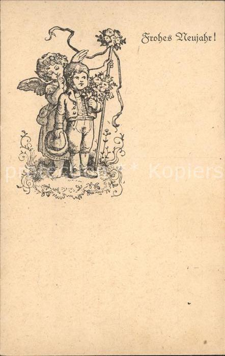 Neujahr Kind Engel Blumen