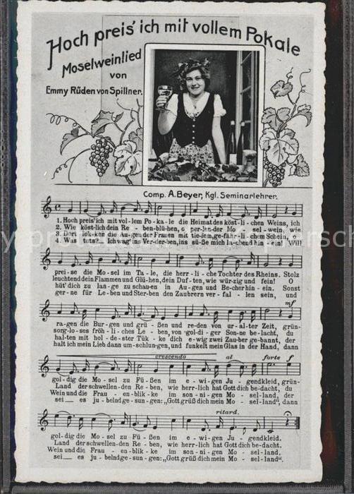 Liederkarte Moselweinlied Hoch preis ich mit vollem Pokale