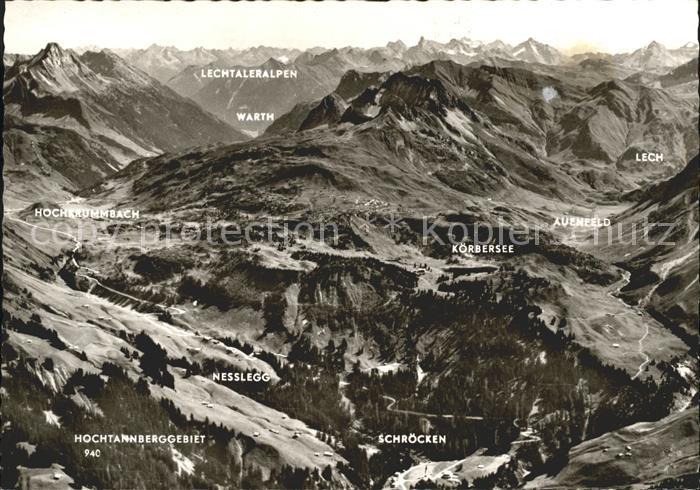 Schroecken Vorarlberg Panoramakarte Hochtannberggebiet Neeslegg Koerbersee Auenf
