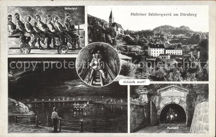 Duerrnberg Hallein Salzbergwerk Stollenfahrt Salzsee Ausfahrt Einfahrt