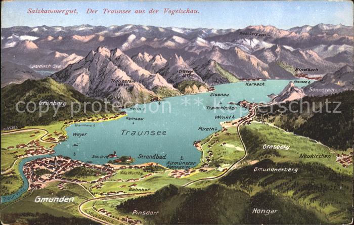 Gmunden Salzkammergut Panoramakarte Traunsee Hogar Pinsdorf Karbach