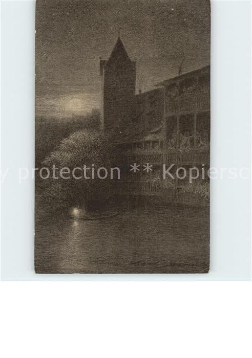 NueRNBERG  CITY Schuldturm im Mondschein Kuenstlerkarte Carl Daumerlang