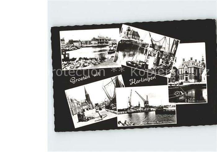 Harlingen Friesland Havenbrug Kerk Nieuve Willemshaven Schiff Kran