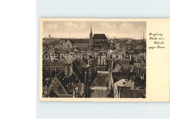 Augsburg Blick vom Perlach gegen Dom Bromsilber Imitation
