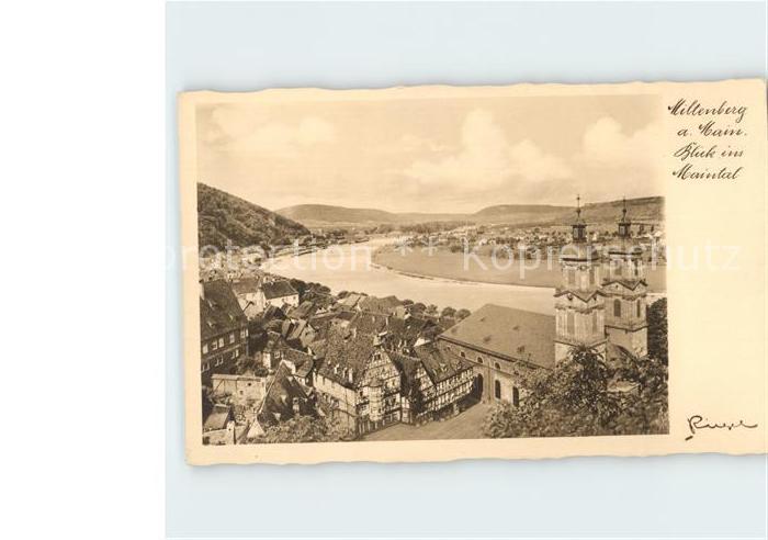 Miltenberg Main Blick ins Maintal Kirche