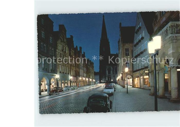 Muenster Westfalen Prinzipalmarkt Kirche bei Nacht
