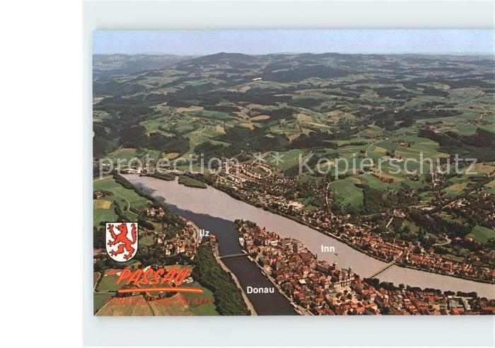 PAssAU Bayern Fliegeraufnahme Dreifluessestadt Wappen