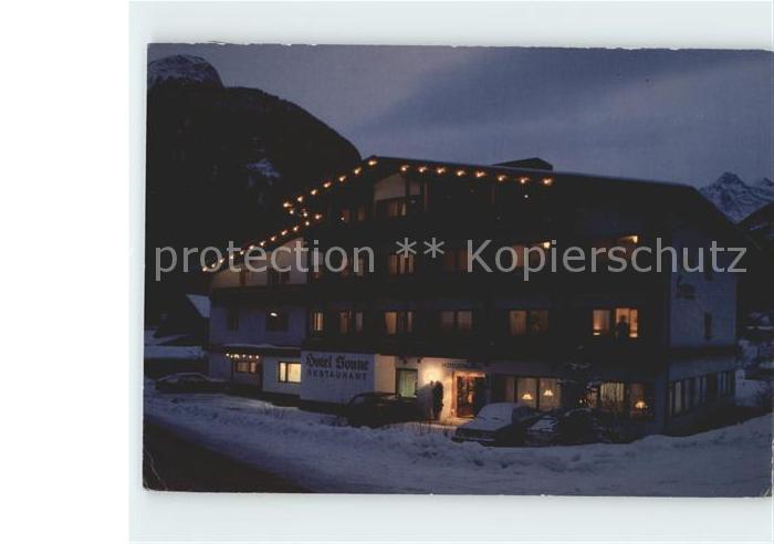 Pfunds Hotel Sonne bei Nacht Neujahrskarte