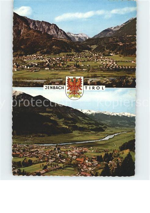 Jenbach Gesamtansicht mit Alpenpanorama Wappen